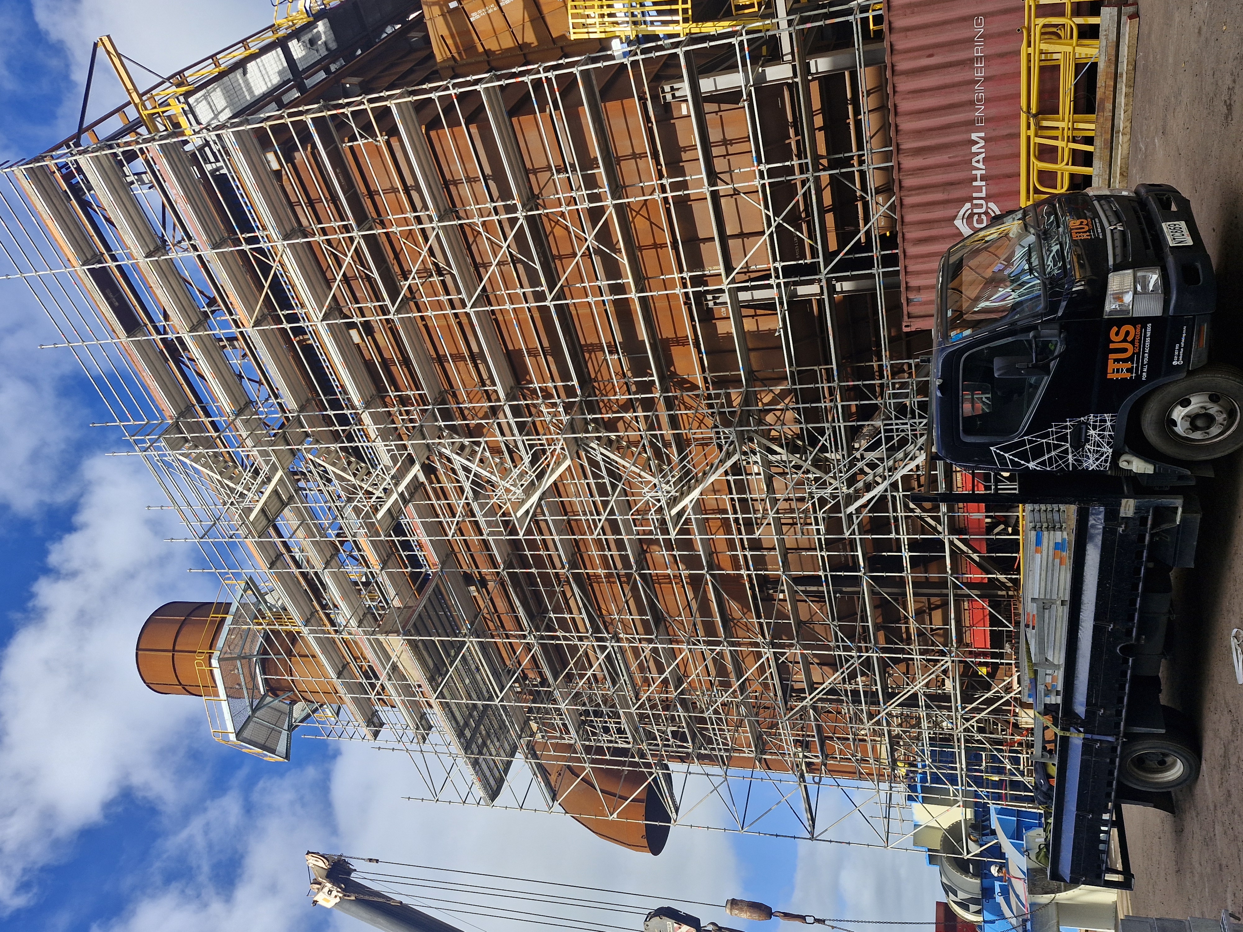 Commercial scaffolding on an industrial worksite