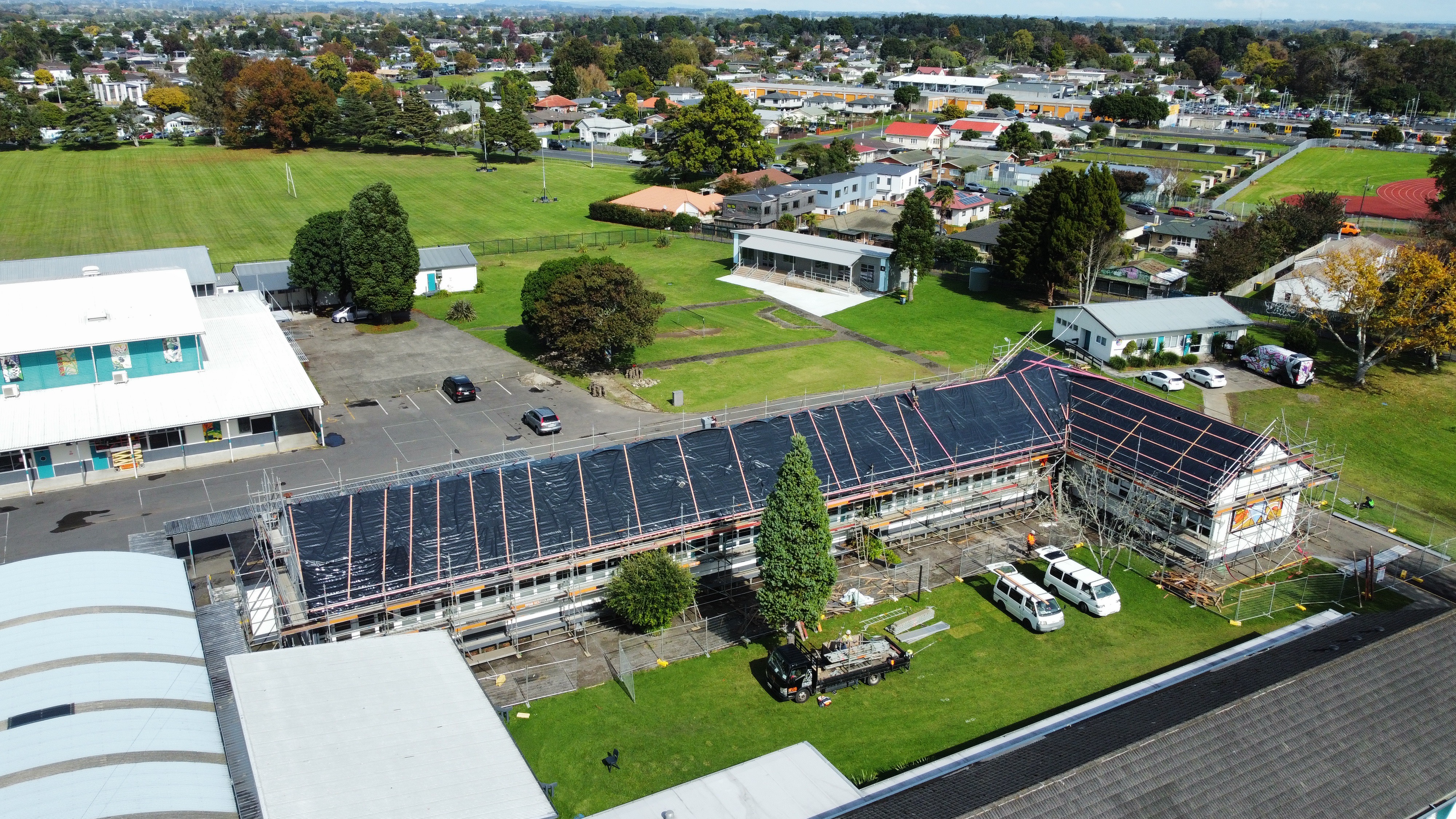 Aerial view of an Itus Scaffolding access project